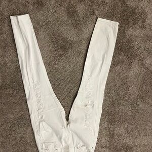 Express White Distressed Skinny Jeans